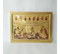 Baba Deep Singh Guru Nanak Dev Ji & Guru Gobind Singh Ji Golden Photo Frame (18x14 Inch) - Sikh Gurus Photo Frame, Spiritual Decor for Home & Office, Punjabi Religious Gift Idea, Khalsa Panth, Chaar