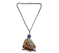 Baba Deep Singh Ji Mahraj Sikh Guru Khalsa Picture Cutout Hanging New Interior Decor Dashboard Showpiece with Chain Car Hanging Ornament Car Dashboard Figurine Acrylic (Multicolor) 4 x 3 Inch