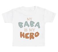 Baba My Hero Baby T-Shirt Baby Boy T-Shirt, Baby Girl T-Shirt - 6-12 Months White