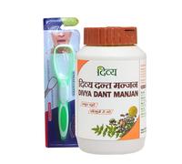 Baba Ramdev Patanjali 100% Natural Oral Care Combo(Divya DANT MANJAN 100GM + Patanjali Tongue Cleaner) 122gm