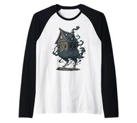 Baba Yaga Chicken Leg House Spooky Folklore Dark Art Raglan Baseball Tee