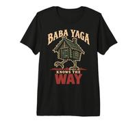 Baba Yaga Chicken Leg Hut Slavic Folklore Gift Premium T-Shirt