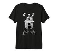 Baba Yaga Gym Hut Slavic Folklore Linocut Art Premium T-Shirt