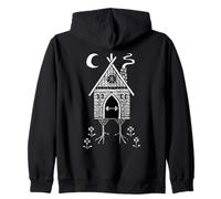 Baba Yaga Gym Hut Slavic Folklore Linocut Art Zip Hoodie