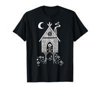 Baba Yaga Mystical Hut Chicken Leg Linocut Art T-Shirt