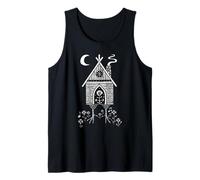 Baba Yaga Mystical Hut Chicken Leg Linocut Art Tank Top