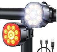 Babacom Bike Lights [8+7 Modes], USB Rechargeable Bike Lights Front and Back, Ultra Bright with Spotlight & Floodlight, IP65 Waterproof Bicycle Light for Road Mountain Day/Night Safe Cycling Reflector