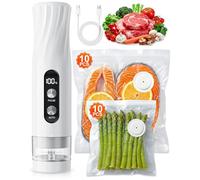Babacom Cordless Handheld Vacuum Sealer Machine with 20 Reusable Food Bags | -60kPa Powerful Suction Compact Food Vacuum Sealer, One-Touch Auto Seal & Pulse Mode for Wet & Dry Food Storage &Meal Prep