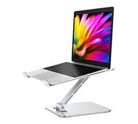 Babacom Laptop Stand, Ergonomic Foldable Computer Stand Adjustable Height | Ventilated Aluminium Alloy Laptop Riser Desktop Book Stands Compatible with MacBook Air Pro, All 10-16" Laptops (Silver)