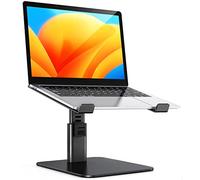 Babacom Laptop Stand for Desk, 8 Adjustable Height Aluminum Laptop Riser, Ergonomic Computer Stand Sit to Stands Desktop Book Stands Compatible with MacBook, Air, Pro and More 10"-16" Notebooks-Black