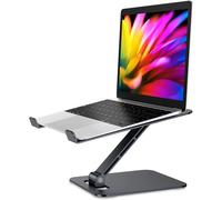 Babacom Laptop Stand, Ergonomic Foldable Computer Stand with Adjustable Height, Ventilated Aluminium Alloy Laptop Riser Desktop Book Stands Compatible with MacBook Air Pro, All 10-16" Laptops (Black)