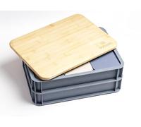 Babadoh Dough Trays & Bamboo Board Set - Includes 2 Steel Coloured Durable, Stackable Trays & 1 Bamboo Board - Versatile Storage & Serving Solution for Pizza Lovers - Home & Outdoor Adventures