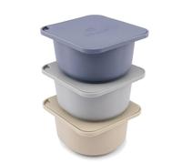 Babadoh Silicone Pizza Dough Proofing Containers with Lids | Pizza Making Accessories | Set of 3 | Multi Blue (1 Dough, 1 Smoke, 1 Steel) | Original Size (Make 12" Pizzas)