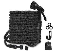 BABADU Garden Hose Pipe 100 FT - Expandable Hosepipes for Garden| Lightweight Water Hose with 8 Functions Hose Spray Gun and 3/4",1/2" Hose Connector for Gardening Washing