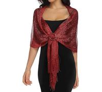 BABAHU Sparkling Metallic Shawls and Wraps with Buckle for Evening Party Dresses Wedding Party