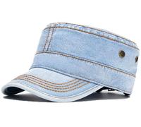 BABAHU Washed Cotton Military Caps Cadet Army Caps Unique Design (UK, Alpha, One Size, Z1-Denim Light Blue)