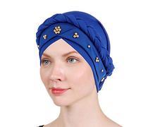 BABAHU Women Chemo Hat Turban Beanie, Pre-Tied Headwraps Headwear Bandana for Hair Loss (Royal Blue)