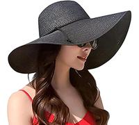BABAHU Women Foldable Floppy Wide Brim Straw Sun Hat Summer Beach Hat UV UPF 50+