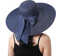 BABAHU Women Foldable Floppy Wide Brim Straw Sun Hat Summer Beach Hat UV UPF 50+