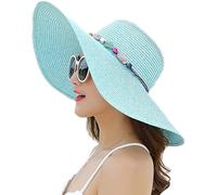 BABAHU Women Foldable Floppy Wide Brim Straw Sun Hat Summer Beach Hat UV UPF 50+