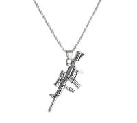 BaBakiak M16A4 Assault Rifle Necklace - Stainless Steel Punk Rock Gun Pendant - Personalized Men's Fashion Cool Jewelry