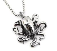 BaBakiak Punk Rock Octopus Necklace - Stainless Steel Cthulhu Sea Monster Kraken Squid Pendant - Gothic Hip Hop Ocean Charm Jewelry