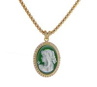 BaBakiak Victorian Lady Cameo Necklace, Oval Lady Maiden Cameo Pendant, Gothic Jewelry for Women