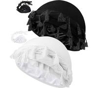 Babalet Adjustable Satin Lined Halo Turban for Men Women Twisted Tassel Head Wraps Sleep Cap Beanies Turban Durag, 2PCS