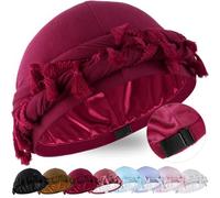 Babalet Halo Turban for Men Women Satin Lined Durag Head Wraps Scarf Skull Cap Pre-Tied Tassel Beanie Sleeping Bonnet Headwraps Chemo Hair Loss Hat,Burgundy