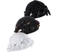 Babalet Halo Turban for Men Women Satin Lined Durag Head Wraps Tassel Beanie 3PCS, 3 Pcs- Black/White/Multi-Black, One Size