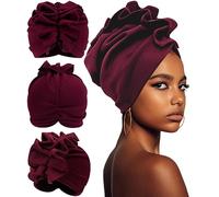 Babalet Stretch Turban Hats for Women Double Layered Headwraps Soft Pre Tied Bonnet Hair Wrap Ruffles Turbans for Women