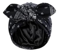 Babalet Turbans for Women Satin Lined Beanies Chemo Headwear Soft Caps Cancer Head Wrap Sleeping Cap Hair Loss Hat,Black,1PCS