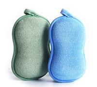 BabaMate Natural Bamboo Baby Bath Sponge - 2 Pack - Ultra Soft & Absorbent Sponge for Baby's Skin - Green Blue