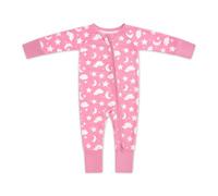 Baban Baby Bamboo Sleepsuits - Super Soft Bamboo Viscose Baby Grow Romper with 2-Way Zipper, Fold-Over Mitts & Feet - Zip Up Babygrows. (Pink, Newborn)