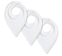 Baban Baby Bibs 3 Pack, Dribble Bibs For Baby Boys & Girls 0-6 Months, Newborn Teething Bib, Made In Britain, 100% Cotton Bandana Bib White