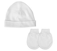 Baban Baby Premature Hat and Scratch Mittens Set - Cotton Tiny Baby Clothes Gift for Prem Baby Boys and Girls 3-5lb and 5-8lb, Made in Britain