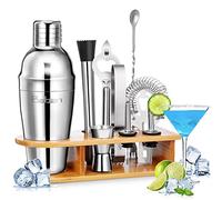 Baban Cocktail Shaker Set 9+1PCS Cocktail Making Set 750ml Barware Set Stainless Steel Bartender Kit with Display Stand, Cocktail Set Gift for Birthday