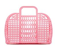 BABANA Jelly Large Plastic Bags - Reusable Gift Basket | Beach Bag, Market Bag, Easter Basket - (Pale Pink)