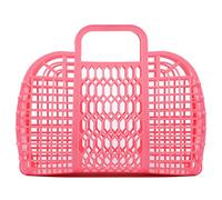 BABANA Large Plastic Jelly Bags Reusable Gift Basket | Beach Bag, Market Bag, Easter Basket - (Pink)