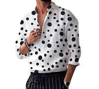 babao Mens Long Sleeve Funky Shirt Hawaiian Polka Dot Shirts