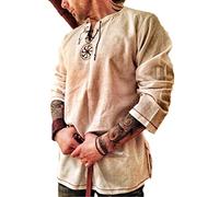 babao Men's Medieval Tunic Costume Halloween Shirt Renaissance Long Sleeve Tops