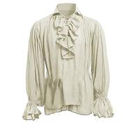 babao Men's Medieval Tunic Costume Halloween Shirt Renaissance Long Sleeve Tops