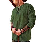 Babao Men's Medieval Tunic Costume Halloween Shirt Renaissance Long Sleeve Tops