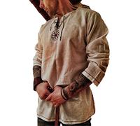 babao Men's Medieval Tunic Costume Halloween Shirt Renaissance Long Sleeve Tops