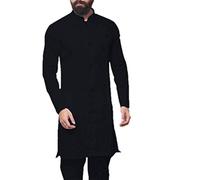babao Men's Muslim Thobe Long Sleeves Islamic Kaftan Arab Kurta Dress