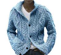 babao Mens Shawl Neck Cardigan Button Cable Knit Cardigans Chunky Knitted Jacket