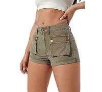 babao Womens Low Waisted Y2K Jean Shorts Stretchy Slim Fit Denim Shorts Casual Cargo Short Jeans with Pockets