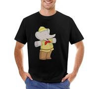 Babar The Elephant Adventure with Badou Monkey T-Shirt T-Shirt Cute Tops Mens t Shirts Casual Stylish Size XXL Black