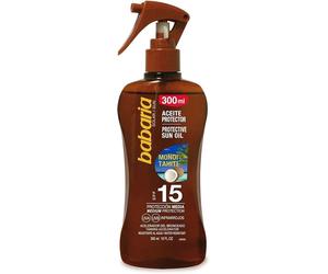 Babaria Protective Sun Oil SPF15 Tanning Accelerator Monoi Tahiti 300ml Spray