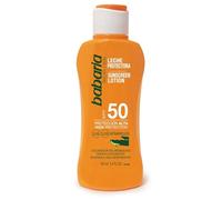 Babaria - SPF50+ UVA-UVB and Infrared Sunscreen Milk, Tanning Accelerator, Contains Aloe Vera, Water Resistant, Vegan, Unisex - 100 ml